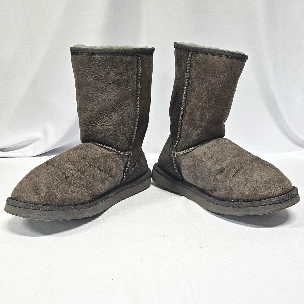 Alilo UGG Collection Brown Suede Shearling Lined Mid Calf Winter Boots‎